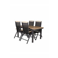 Panama Table 160/240 - Black/Teak, Panama 5:pos Chair - Black/Black_4