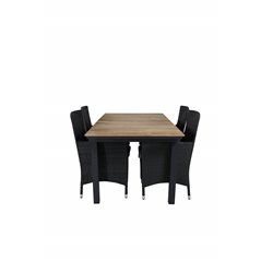 Mexico Table 160/240*90 - Black/Teak, Malin Armchair - Black/Grey_4