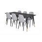 Dipp Dining Table - 180*90cm - Black / Black Brass, Polar Diamond Dining Chair - Black Legs - Grey Fabric_6