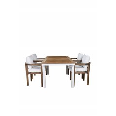 Panama - Table - 152/210*90 - Vit Alu/Teak, Erica Dinning chair-acacia wire brushed/off white cushion_4