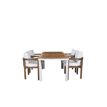 Panama - Table - 152/210*90 - Vit Alu/Teak, Erica Dinning chair-acacia wire brushed/off white cushion_4