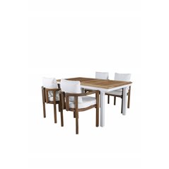 Panama - Table - 152/210*90 - Vit Alu/Teak, Erica Dinning chair-acacia wire brushed/off white cushion_4