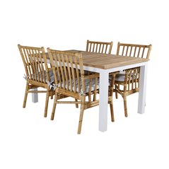 Panama - Bord - 152/210 * 90 - Hvid Alu / Teak, Cane Armchair_4