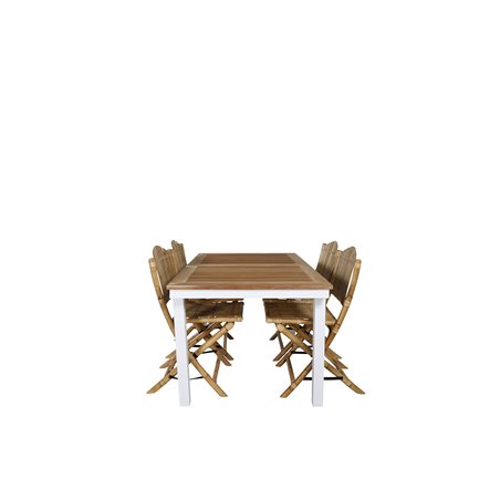 Panama - Table - 152/210*90 - Vit Alu/Teak, Cane Foldable dining Chair - Bamboo / Grey Cushion_4