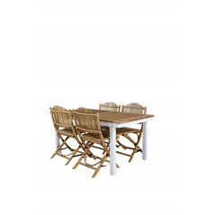 Panama - Table - 152/210*90 - Vit Alu/Teak, Cane Foldable dining Chair - Bamboo / Grey Cushion_4