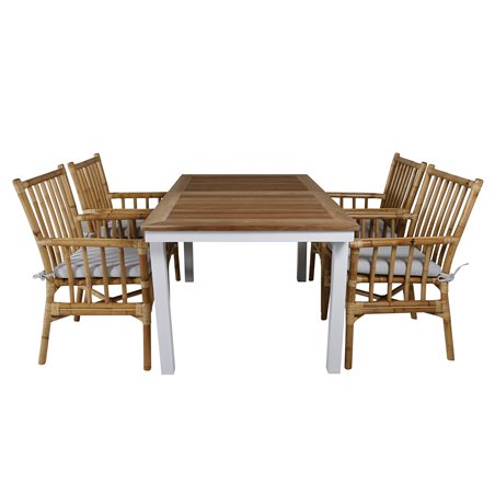 Panama Table 160/240 - White/Teak, Cane Karmstol_4