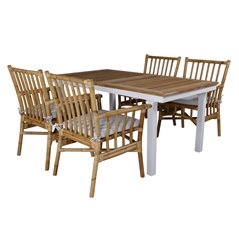 Panama Table 160/240 - White/Teak, Cane Karmstol_4