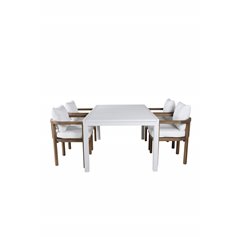 Marbella Table 160/240 - White/White, Erica Dinning chair-acacia wire brushed/off white cushion_4