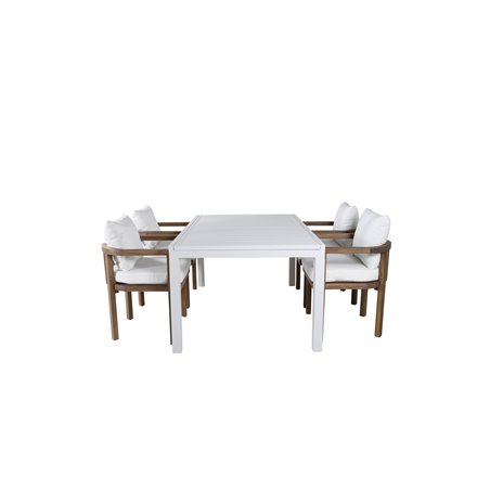 Marbella Table 160/240 - White/White, Erica Dinning chair-acacia wire brushed/off white cushion_4