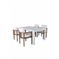 Marbella Table 160/240 - White/White, Erica Dinning chair-acacia wire brushed/off white cushion_4