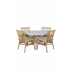 Alma Dining Table - White Alu - ø120cm, Cane Karmstol_4