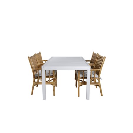 Marbella Table 160/240 - White/White, Cane Karmstol_4