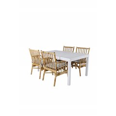 Marbella Table 160/240 - White/White, Cane Karmstol_4