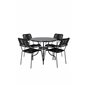 Nicke Dining Table - Black Steel - ø90cm, Lindos Armchair - Black Alu / Black Rope