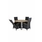 Cruz Dining - Black Steel / Acacia (teak look) ø140cm, Padova Chair (Recliner)