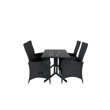 Way - Café Table - Black / Black 120*70cm, Padova Chair (Recliner) - Black/Grey_4