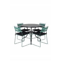 Nicke Dining Table - Black Steel - ø90cm, Lina Dining Chair - Green_4