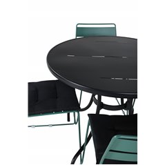 Nicke Dining Table - Black Steel - ø90cm, Lina Dining Chair - Green_4