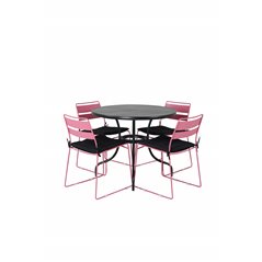 Nicke Dining Table - Black Steel - ø90cm, Lina Dining Chair - Pink_4