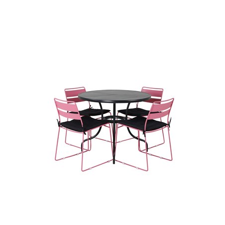 Nicke Dining Table - Black Steel - ø90cm, Lina Dining Tuoli Pink_4