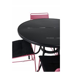 Nicke Dining Table - Black Steel - ø90cm, Lina Dining Chair - Pink_4