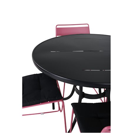 Nicke Dining Table - Black Steel - ø90cm, Lina Dining Tuoli Pink_4