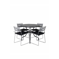 Nicke Dining Table - Black Steel - ø90cm, Lina Dining Chair - Grey_4