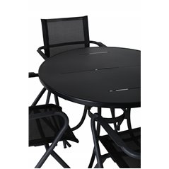 Nicke Dining Table - Black Steel - ø90cm, Alina Dining Chair - Black Alu / Black Textilene_4