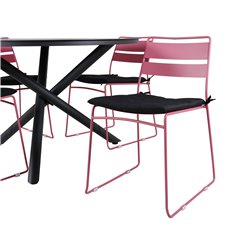 Alma Dining Table - Black Alu - ø120cm, Lina Dining Tuoli Pink_4