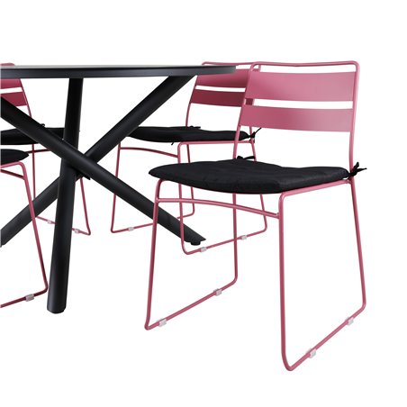 Alma Dining Table - Black Alu - ø120cm, Lina Dining Tuoli Pink_4