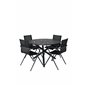 Alma Dining Table - Black Alu - ø120cm, Alina Dining Chair - Black Alu / Black Textilene