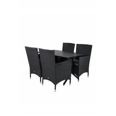 Way - Café Table - Black / Black 120*70cm, Malin Armchair - Black/Grey_4