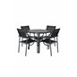 Nicke Dining Table - Black Steel, ø90cm SanTorini Arm Chair Black Alu/Black Textilene (käytetty)