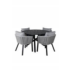 Alma Dining Table - Black Alu - ø120cm, Virya Dining Black Alu / Grey Cushion