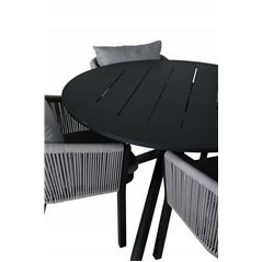 Alma Dining Table - Black Alu - ø120cm, Virya Dining Chair - BLACK Alu / Grey cushion  _4