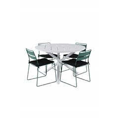 Alma Dining Table - White Alu - ø120cm, Lina Dining Chair - Green_4