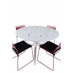 Alma Dining Table - White Alu - ø120cm, Lina Dining Chair - Pink_4