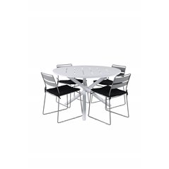 Alma Dining Table - White Alu - ø120cm, Lina Dining Chair - Grey_4