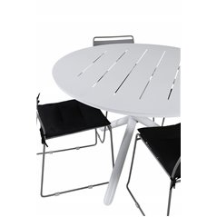 Alma Dining Table - White Alu - ø120cm, Lina Dining Chair - Grey_4