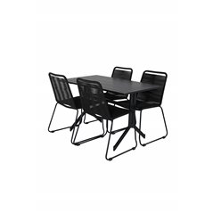 Way Café bord - Sort / Sort 120 * 70cm, Lindos Stabelstol - Sort Alu / Sort rep_4