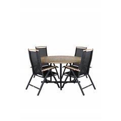 Cruz Dining - Black Steel / Acacia (teak look) ø140cm, Panama 5:pos Pääartikkeli: Black/Black_4