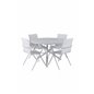 Alma Dining Table - White Alu - ø120cm, Alina Dining Chair - White Alu / Valkoinen tekstiili