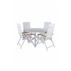 Alma Dining Table - White Alu - ø120cm, Panama Light 5-pos Chair White / white_4