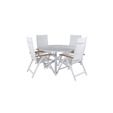 Alma Dining Table - White Alu - ø120cm, Panama Light 5-pos Chair White / white_4