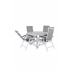 Alma Dining Table - White Alu - ø120cm, Albany Light 5-pos white alu / Grey Textilene_4