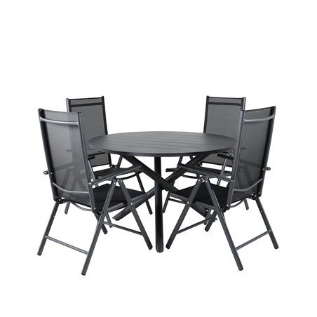 Alma Dining Table - Black Alu - ø120cm, Break 5:pos Chair - Black/Black_4