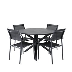 Alma Dining Table - Black Alu SanTorini Arm Chair Black Alu/Black Textilene (käytetty)