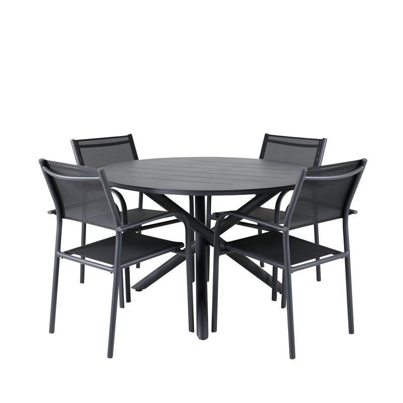 Alma Dining Table - Black Alu SanTorini Arm Chair Black Alu/Black Textilene (käytetty)