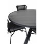 Parma - Table ø 140 - Black Alu/Grey Aintwood, Julian Dining Chair - Black Steel / Black Rope 4 4 4