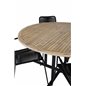 Cruz Dining Table - Black Steel / Acacia - Lindos Armchair - Black Alu / Black Rope